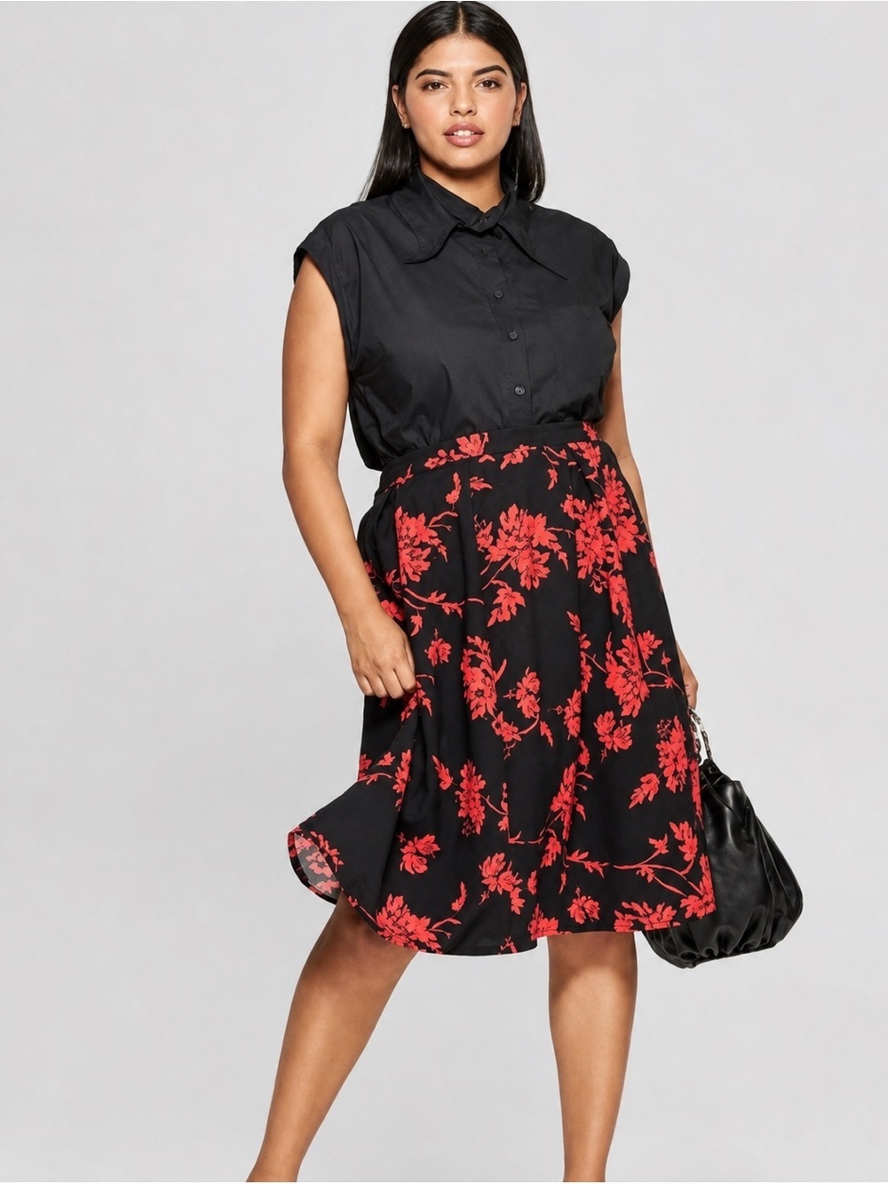 Who What Wear Plus Size Floral Print Birdcage Midi Skirt Size 24W NWT